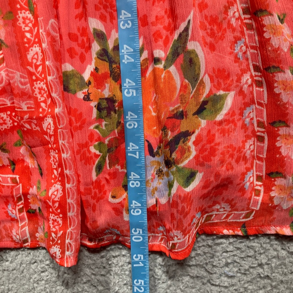 Coral Floral Puff-Sleeve Midi Dress - Picture 2 of 9